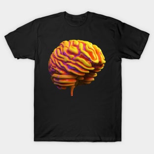 Neon Brain Realistic Retro Science Colorful T-Shirt